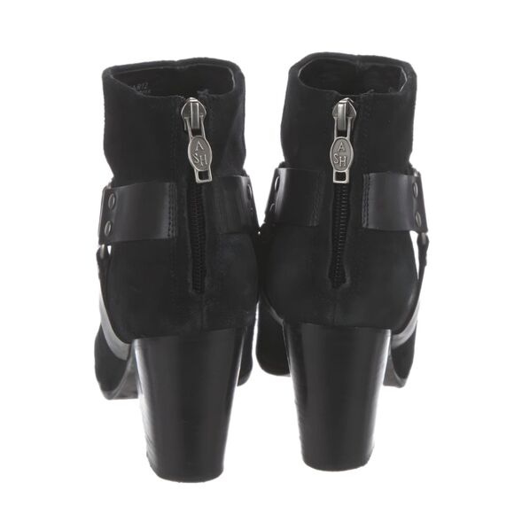 Ash - Black Suede Leather Quartz Harness Moto Ankle Booties, Size 8, MSRP $265 - Picture 10 of 10